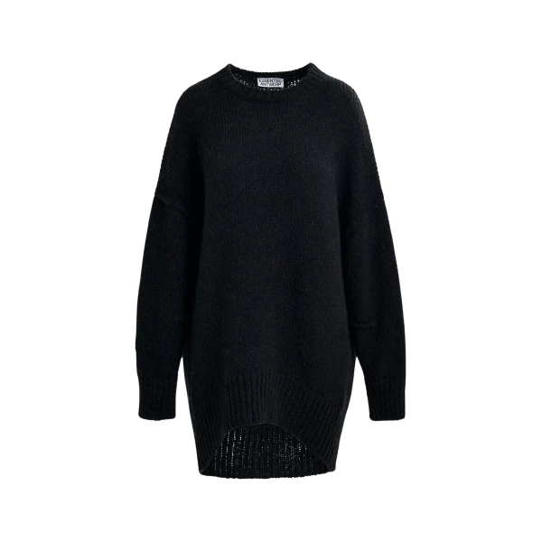 Essentiel Antwerp Black knit mini dress with ruffle detail - Essentiel Antwerp Dresses - Colorful Belgian Design - Shop at Coveti