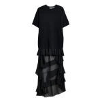Essentiel Antwerp Black knitted dress with sheer layered hemline - Essentiel Antwerp Dresses - Colorful Belgian Design - Shop at Coveti
