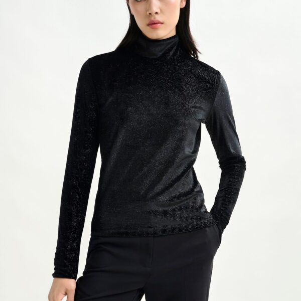 Essentiel Antwerp Black stretch-jersey turtleneck top - Essentiel Antwerp Tops - Colorful Belgian Design - Shop at Coveti
