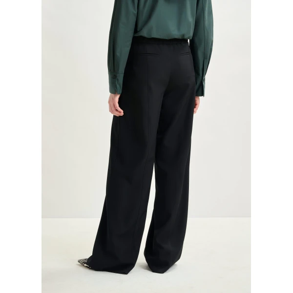 Essentiel Antwerp Black wide-leg pants with pressed crease, view 5
