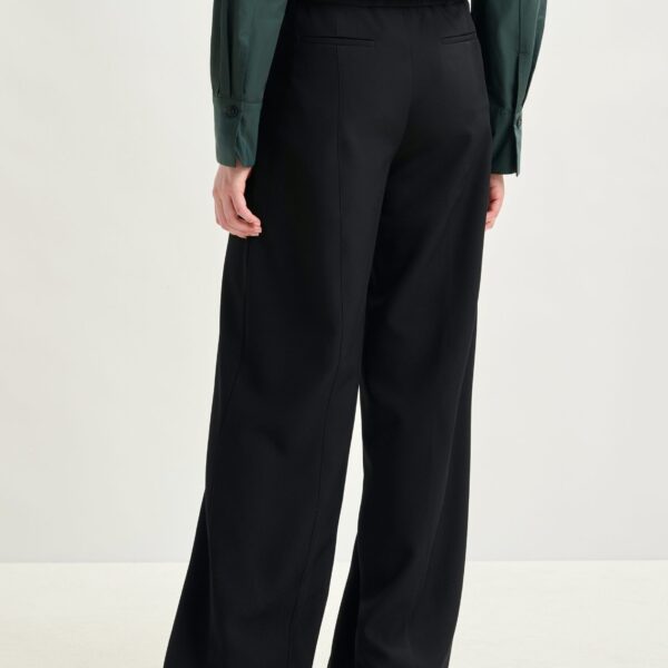Essentiel Antwerp Black wide-leg pants with pressed crease - Essentiel Antwerp Pants - Colorful Belgian Design - Shop at Coveti