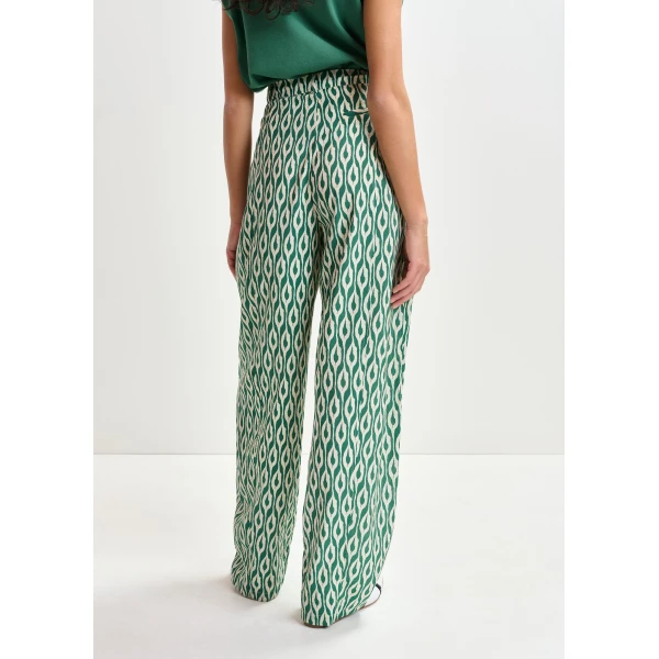 Essentiel Antwerp Blue and beige barrel-leg printed pants, view 5
