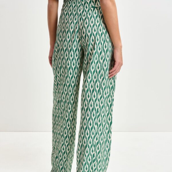 Essentiel Antwerp Blue and beige barrel-leg printed pants - Essentiel Antwerp Pants - Colorful Belgian Design - Shop at Coveti