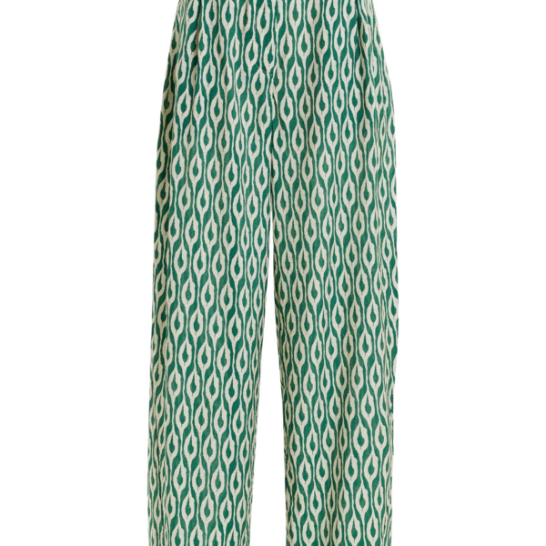 Essentiel Antwerp Blue and beige barrel-leg printed pants - Essentiel Antwerp Pants - Colorful Belgian Design - Shop at Coveti