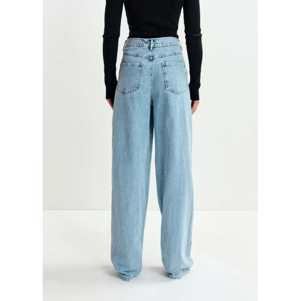 Essentiel Antwerp Blue and black embellished wide-leg jeans, view 5