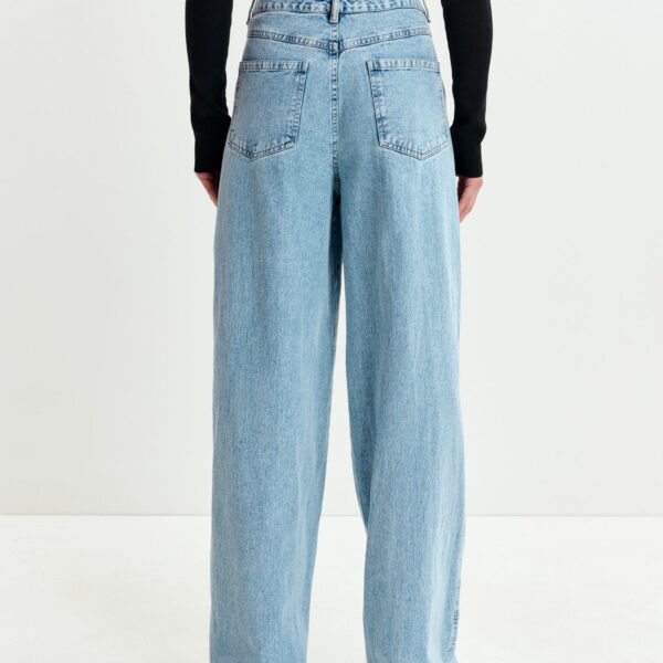 Essentiel Antwerp Blue and black embellished wide-leg jeans - Essentiel Antwerp Pants - Colorful Belgian Design - Shop at Coveti