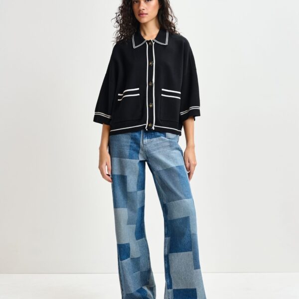 Essentiel Antwerp Blue straight-leg patchwork blue jeans - Essentiel Antwerp Pants - Colorful Belgian Design - Shop at Coveti