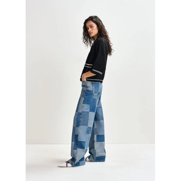 Essentiel Antwerp Blue straight-leg patchwork blue jeans, view 3