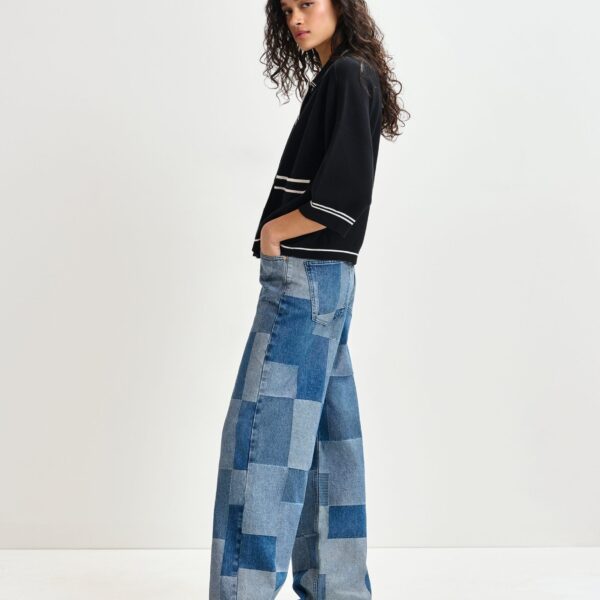 Essentiel Antwerp Blue straight-leg patchwork blue jeans - Essentiel Antwerp Pants - Colorful Belgian Design - Shop at Coveti