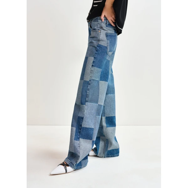 Essentiel Antwerp Blue straight-leg patchwork blue jeans, view 5