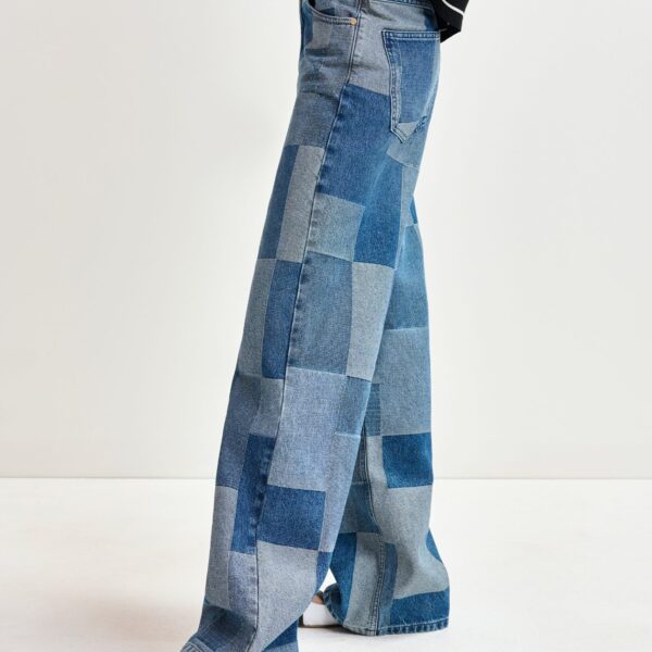 Essentiel Antwerp Blue straight-leg patchwork blue jeans - Essentiel Antwerp Pants - Colorful Belgian Design - Shop at Coveti