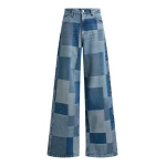 Essentiel Antwerp Blue straight-leg patchwork blue jeans - Essentiel Antwerp Pants - Colorful Belgian Design - Shop at Coveti