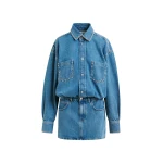 Essentiel Antwerp Blue two-piece denim set with pearl and stud embellishments - Essentiel Antwerp Knitwear - Colorful Belgian Design - Shop at Coveti