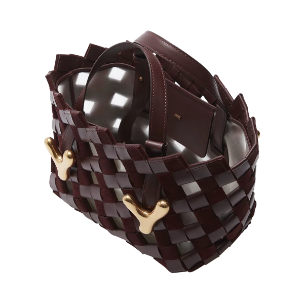 BOYY YY West 23 Woven Tote, Bordeaux Gaucho, view 5