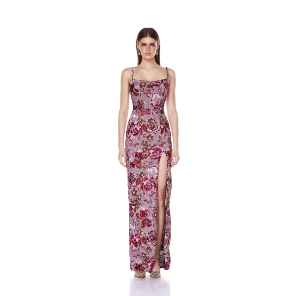 Bronx and Banco Allegra Pink Multi Maxi Dress