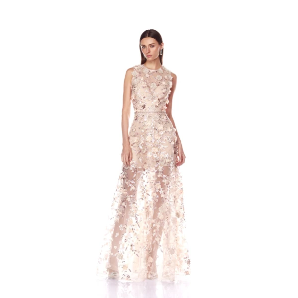 Bronx and Banco Arielle Floral Blush Gown, view 2