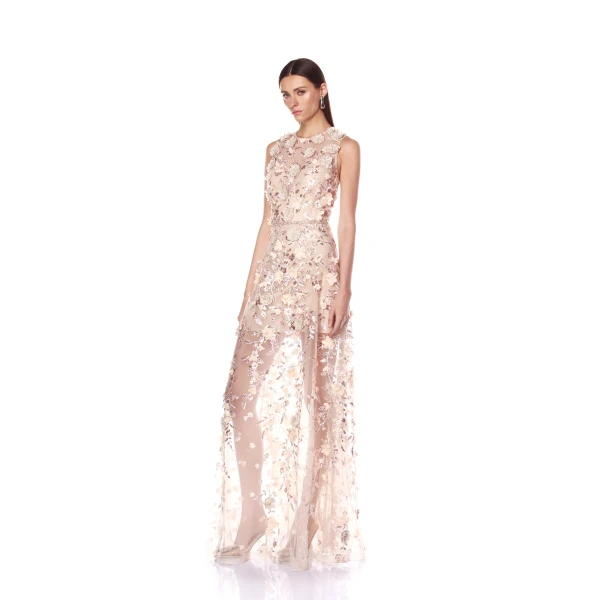 Bronx and Banco Arielle Floral Blush Gown, view 3