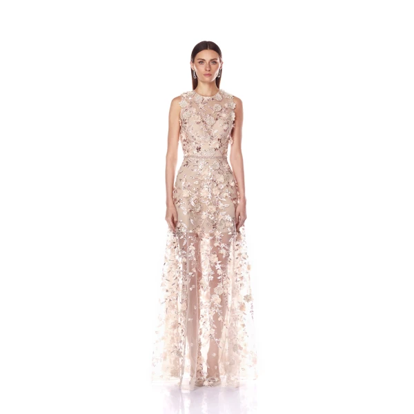 Bronx and Banco Arielle Floral Blush Gown