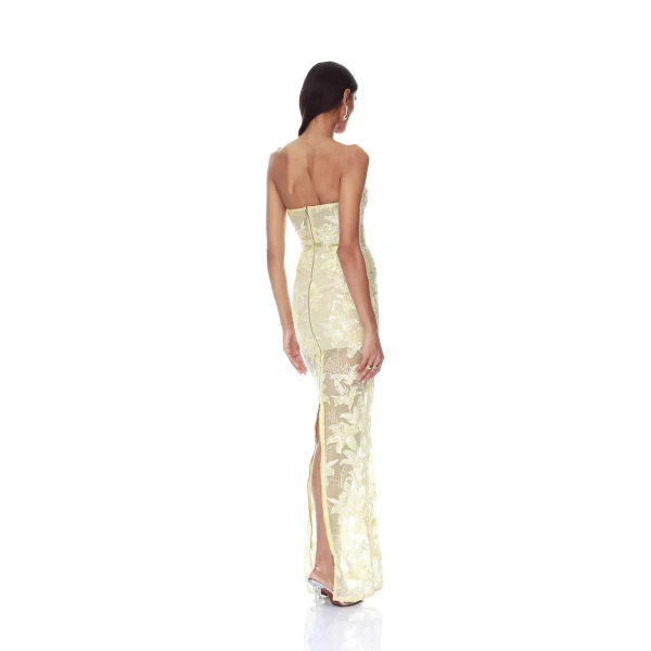 Bronx and Banco Daffodil Sequin Dahlia Strapless Maxi Dress, view 4