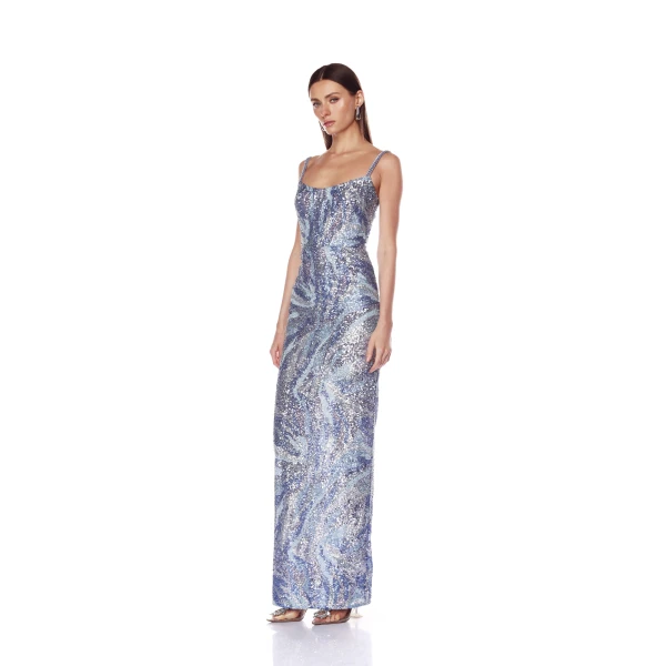 Bronx and Banco Dahlia Blue Maxi Dress with Straps, view 2