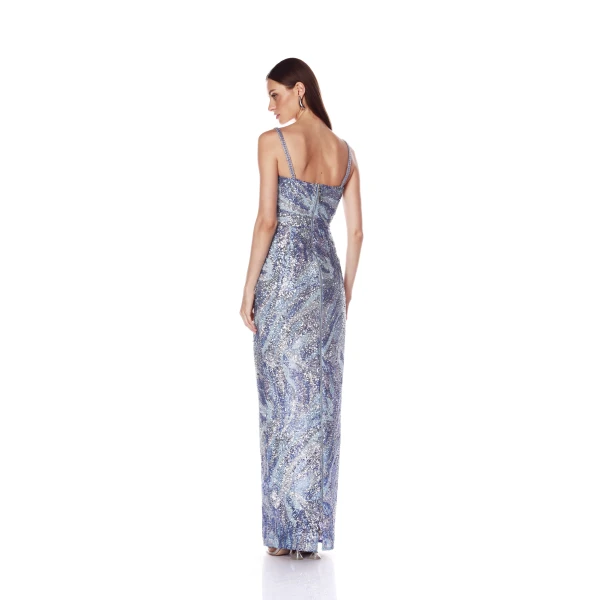 Bronx and Banco Dahlia Blue Maxi Dress with Straps, view 3