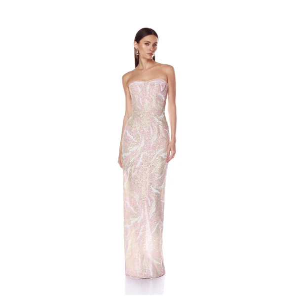 Bronx and Banco Dahlia Blush Multi Strapless Maxi Dress, view 2