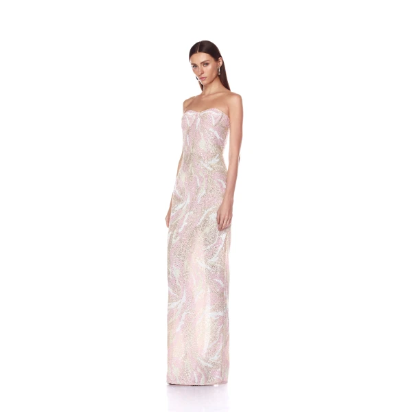Bronx and Banco Dahlia Blush Multi Strapless Maxi Dress, view 3