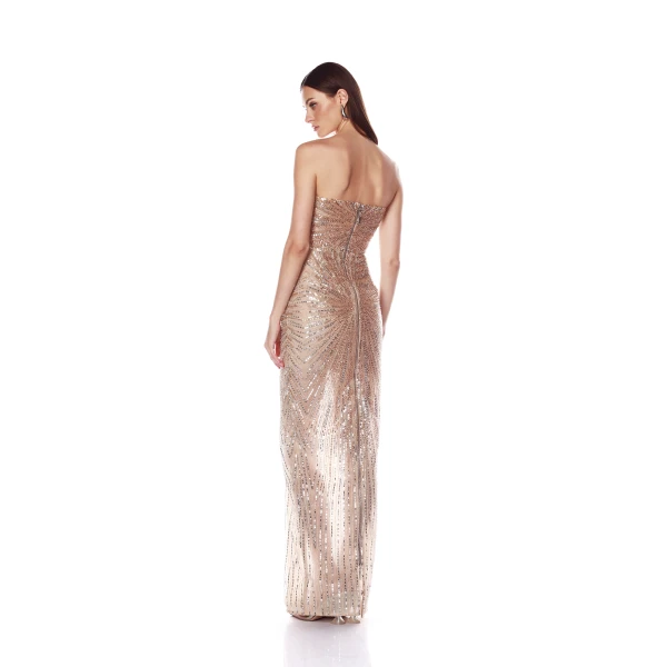Bronx and Banco Dahlia Champagne Strapless Maxi Dress, view 2
