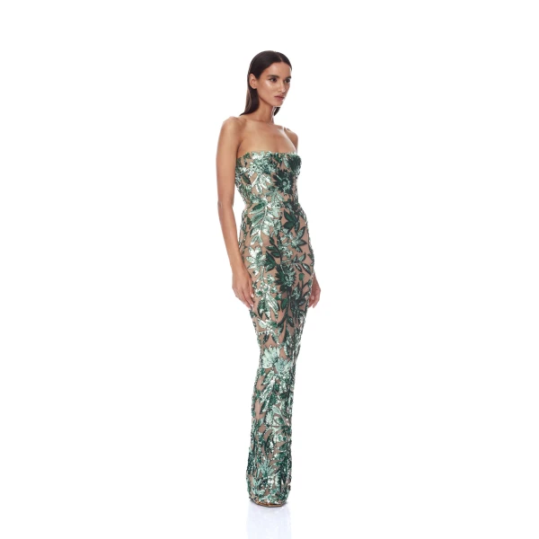 Bronx and Banco Dahlia Teal Strapless Maxi Dress, view 3