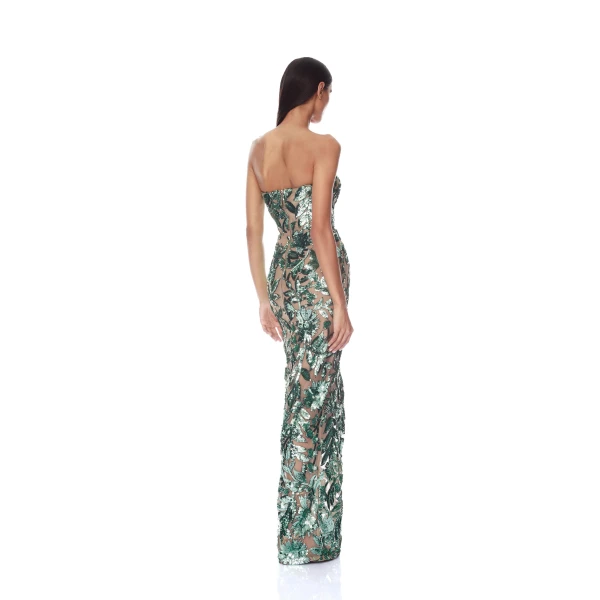 Bronx and Banco Dahlia Teal Strapless Maxi Dress, view 4