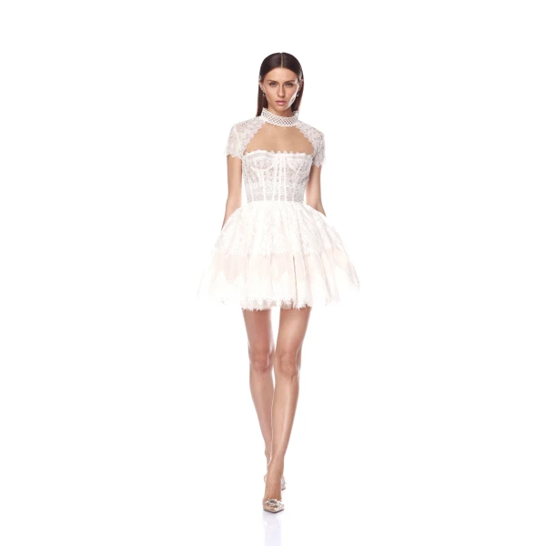 Bronx and Banco Daphne White Mini Dress, view 2