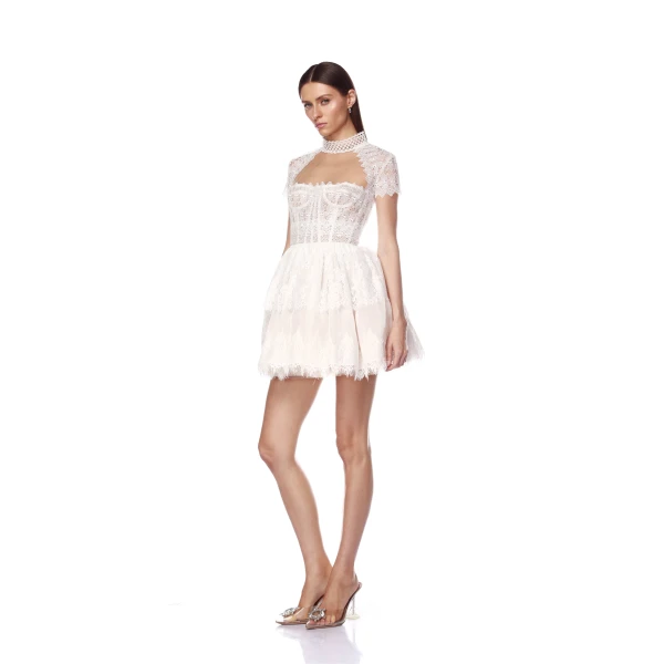 Bronx and Banco Daphne White Mini Dress, view 3