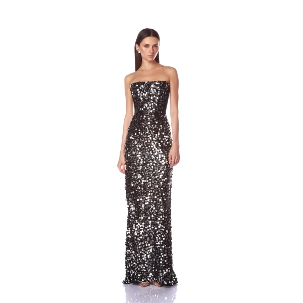 Bronx and Banco Farah Black Sequin Maxi Dress, view 2