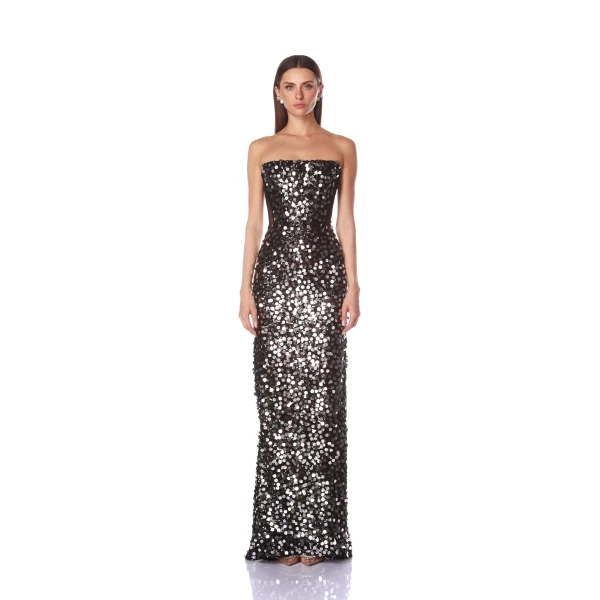 Bronx and Banco Farah Black Sequin Maxi Dress