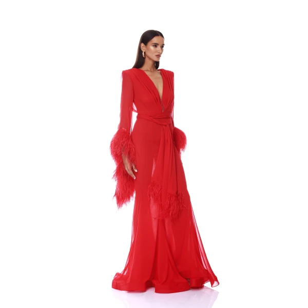 Bronx and Banco Geisha V-Neck Flame Gown, view 4