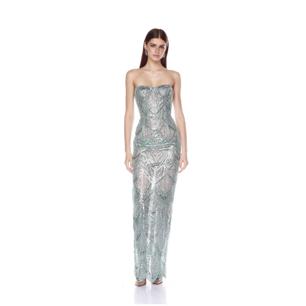 Bronx and Banco Giselle Powder Blue Maxi Dress, view 2