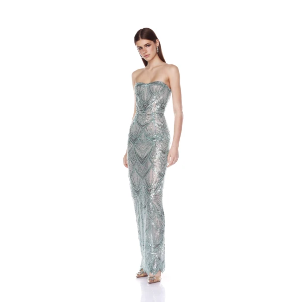 Bronx and Banco Giselle Powder Blue Maxi Dress, view 3