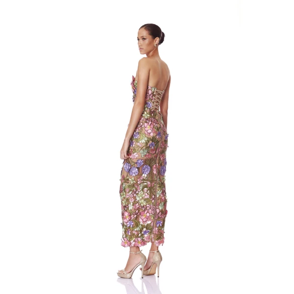 Bronx and Banco Iris Floral Maraya Strapless Ankle Dress, view 4