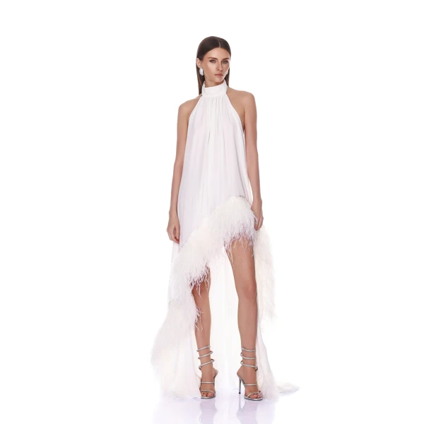 Bronx and Banco Madeline Halterneck White Gown, view 2