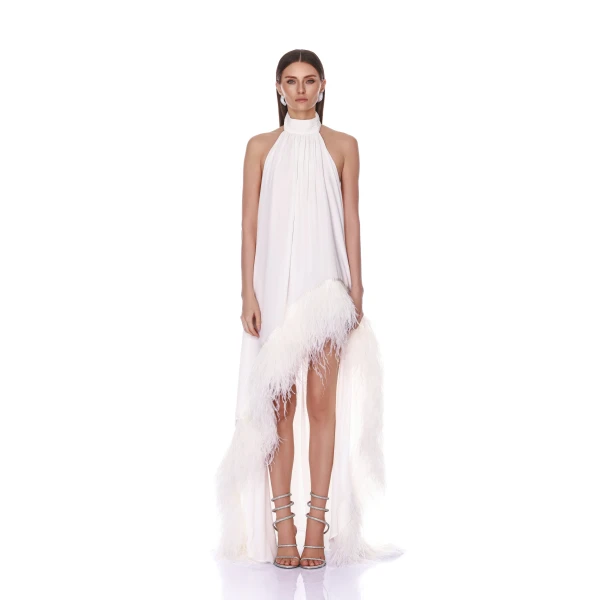 Bronx and Banco Madeline Halterneck White Gown