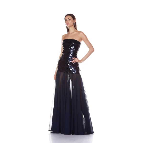 Bronx and Banco Marni Navy Strapless Maxi Dress, view 3