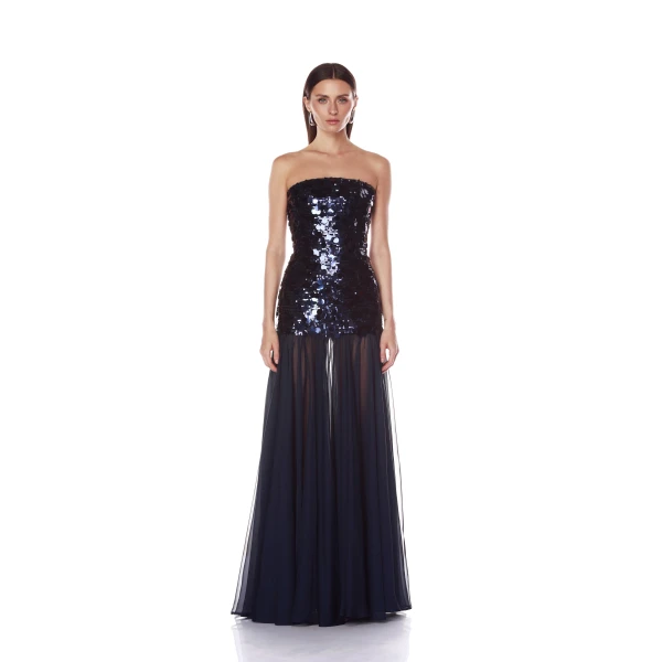 Bronx and Banco Marni Navy Strapless Maxi Dress