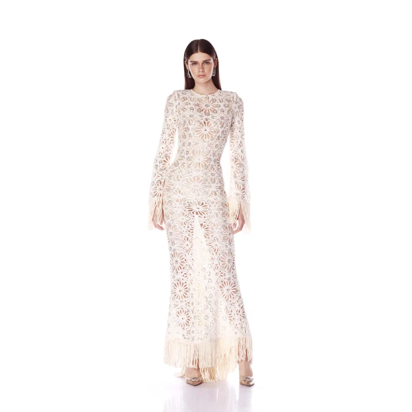 Bronx and Banco Mia Crochet Long Sleeve Maxi Dress, view 2