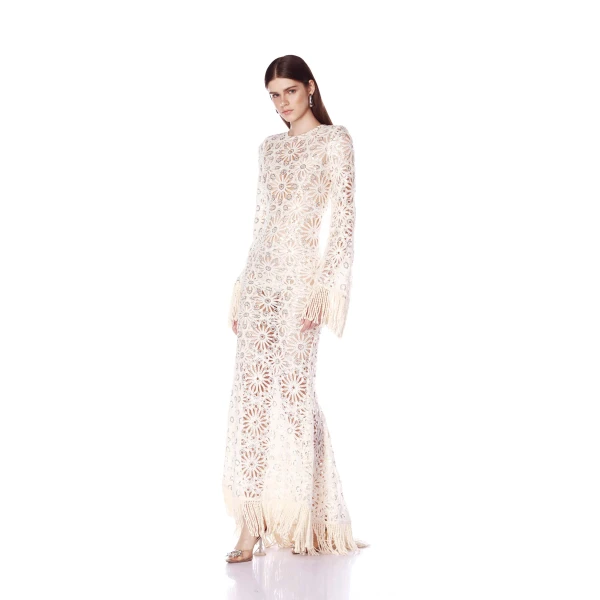 Bronx and Banco Mia Crochet Long Sleeve Maxi Dress, view 3