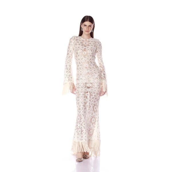 Bronx and Banco Mia Crochet Long Sleeve Maxi Dress
