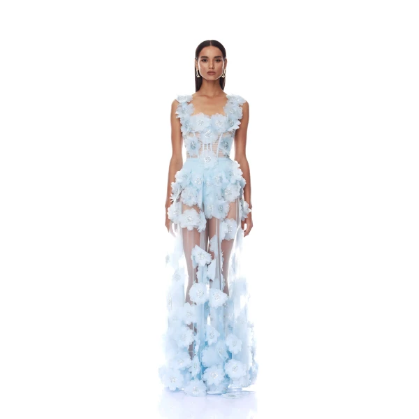 Bronx and Banco Rosalie Powder Blue Gown, view 2