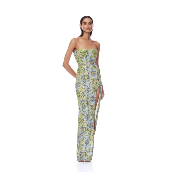 Bronx and Banco Valentina Paillette Yellow Multi Veronica Maxi Dress, view 2