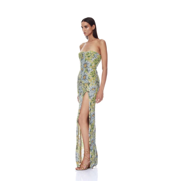 Bronx and Banco Valentina Paillette Yellow Multi Veronica Maxi Dress, view 3