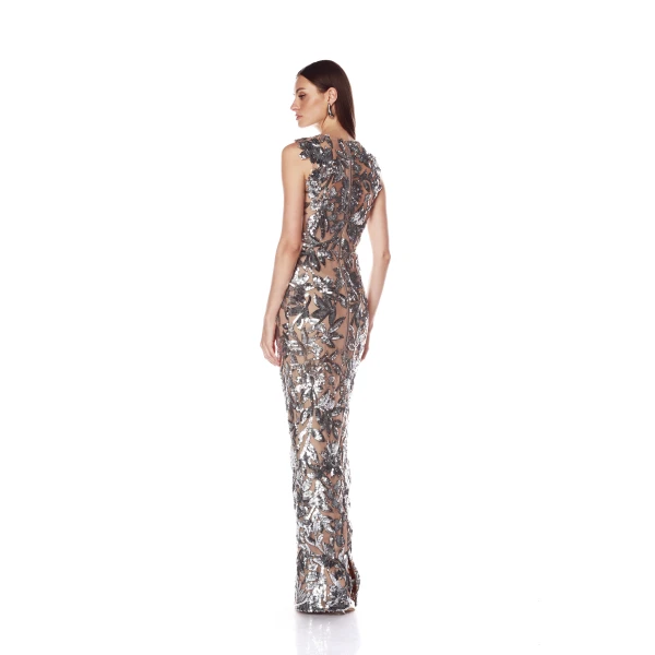 Bronx and Banco Violet Dark Silver Maxi Dress, view 3