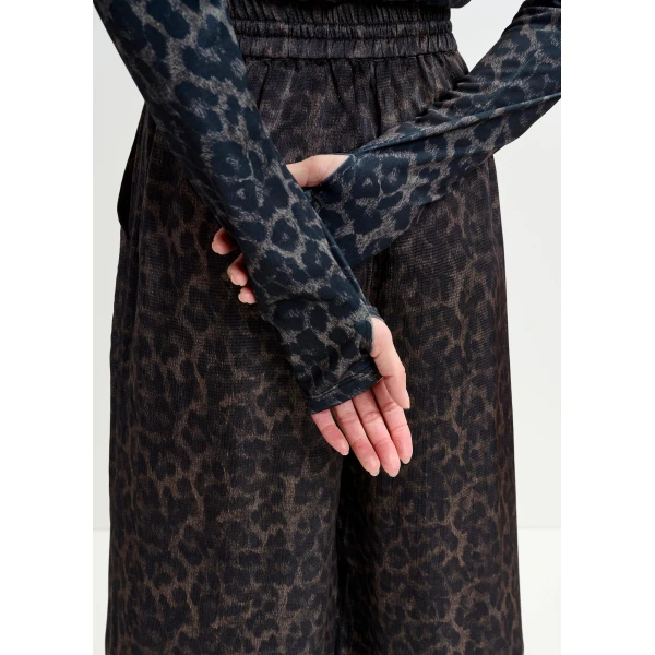 Essentiel Antwerp Brown and black leopard print turtleneck top, view 3